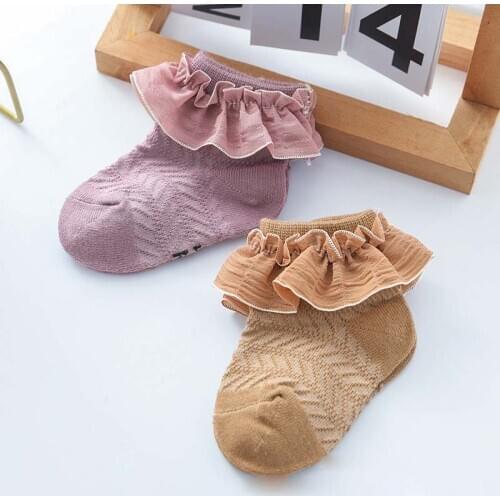 10pair/lot Baby Girls Lace Jacquard Sock Newborn Babys Infant Toddler Kids Lovely Ruffle Princess Cotton Short Socks Footwear