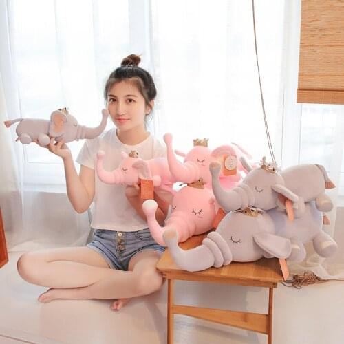 45/60/80CM Cute crown baby elephant Doll Soft Plush Stuffed elephant doll cute baby elephant plush toy childrens Playmate gift