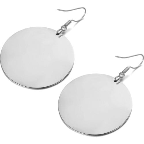 Fashion Stainless Steel Glossy Large Disc Drop Earrings Bohemian Party Earrings Jewelry For Women Girls Pendientes E18067