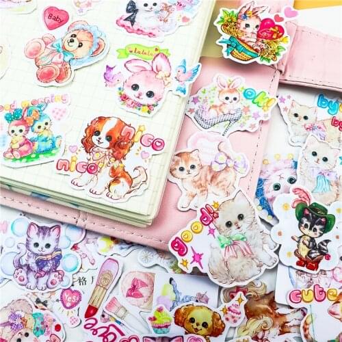 Sticker 40pcs Cartoon Cute dog animal Stickers DIY Diary Decor Stickers Scrapbook cute Stationery Bullet Journal Supplies