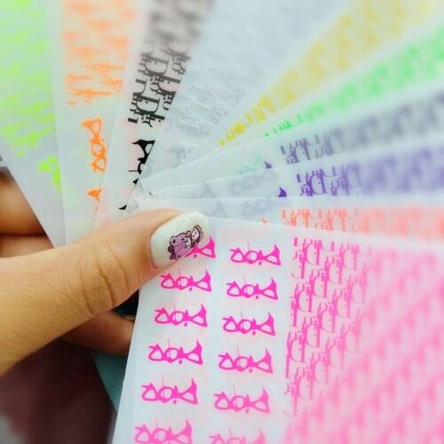 DIY Back Glue Adhesive Dry Nail Stickers Fluorescent Logos Thin Light Traceless Dry Nail Decals Nail Art Manicure Nail Foils