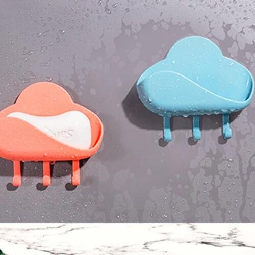 Cloud Design Self-adhesive Sope Holder Rack For Bathroom Strong Viscose Ball Cleaner Storage Rack Key Hook Free Punch Shelf Rack