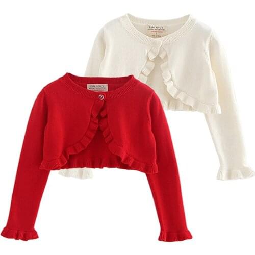 2-7T Toddler Kid Baby Girls Clothes Autumn Winter Knitted Top Long Sleeve Cardigan Sweater Elegant Ruffles Knitwear Coat Outfit