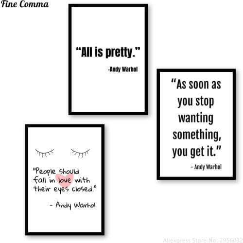Andy Warhol Quotes Saying Black White Wall Art Canvas Print Giclee Printed Poster Pictures Home Decor for Living Room Decoration