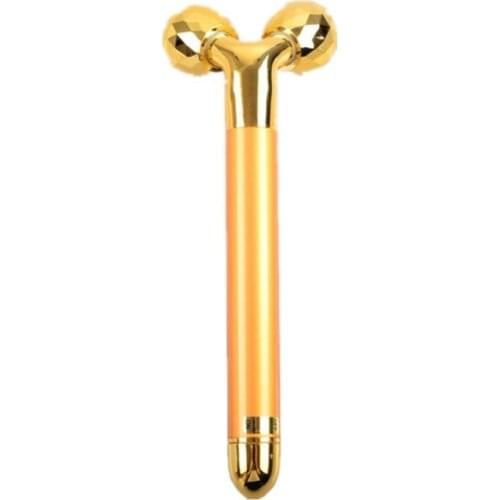24k Golden 3D Roller Massager Lift Skin Tightening Wrinkle Bar360 Rotate Thin Face Facial Massage Tool Y Shape Massager Beauty
