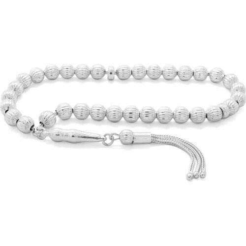Tesbihane Pen İşçilikli Sphere Cut 925 Sterling Silver Prayer Beads