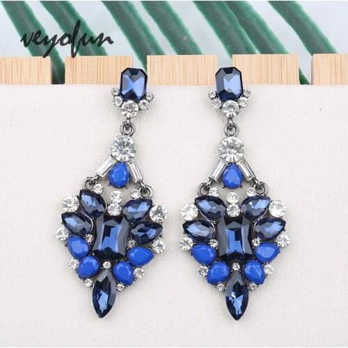 Veyofun Luxury Crystal Drop Earrings High Quality Bridal Dangle Earrings Fashion Jewelry for Women Gift New Wholesale