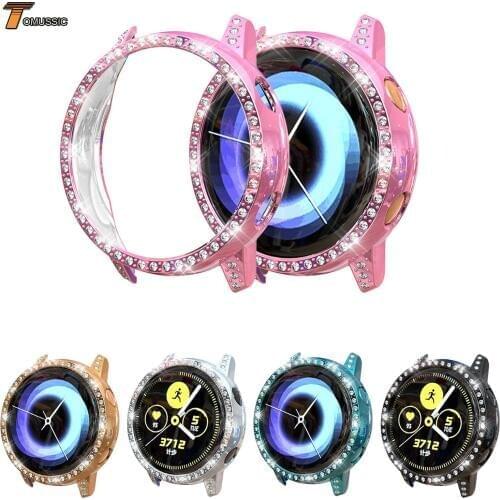 Bling Diamond Plating Cover For Samsung Galaxy Watch Active Case PC Bumper Shell