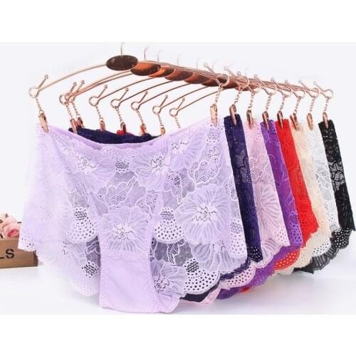 Sexy and Lovely Ladies Comfortable Underwear, Lace Mid-waist Briefs, Pure Cotton Crotch, Seamless Panties, Cosplay Lingerie