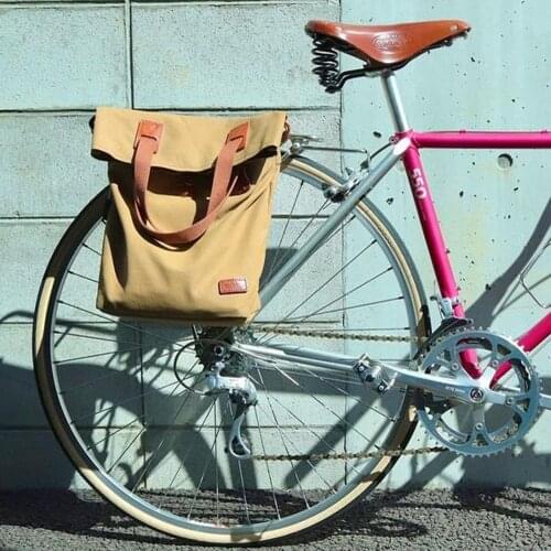 Tourbon Retro Waxed Canvas Bicycle Pouch Bike Rear Seat Carrier Bag Brown Cycling Pannier Bags Pack Urban Tote Water Repellent