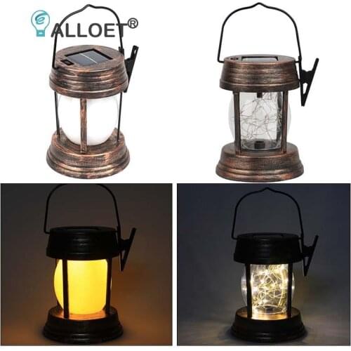 LED Solar Lamp Retro Lantern Kerosene Lamp Waterproof Outdoor Hanging Light Solar Lantern Antique Home Garden Decoration