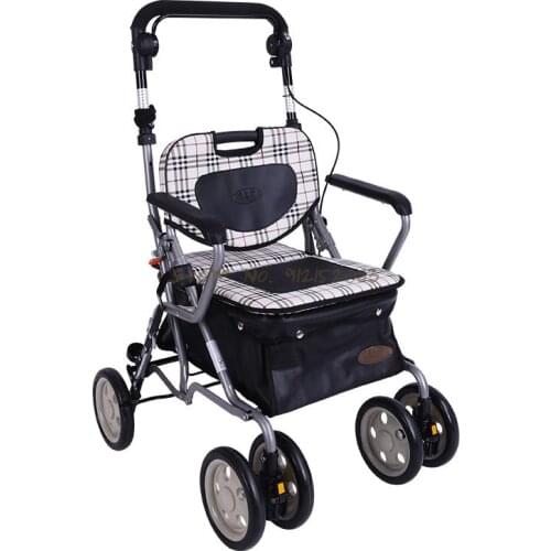 Elderly Trolley, Elderly Shopping Cart, Can Sit, Foldable Portable Walker, Crutches, Four-wheeled Scooter