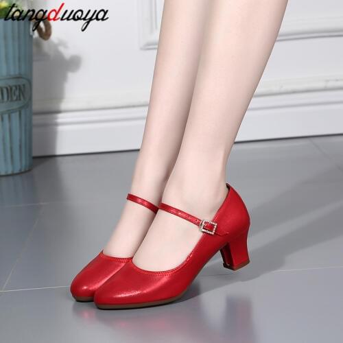 Square dance shoes for women salsa tango ballroom dance shoes women square heels high heel shoes latin dance shoes woman buckle