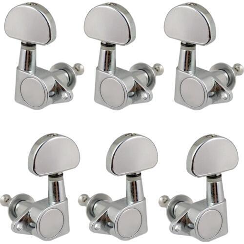 Silver Plate Electric Guitar Parts Sealed Tuning Peg Tuner Round Button 3R3L