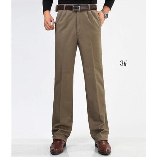 Winter casual pants men plus velvet thickening mens high waist loose double pleated cotton casual warm trousers Size 2021 New