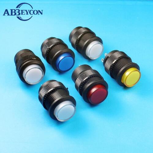 100pcs 16mm Small Illuminated 4pin ON-OFF Plastic 5color IP40 Head Push Button Switch