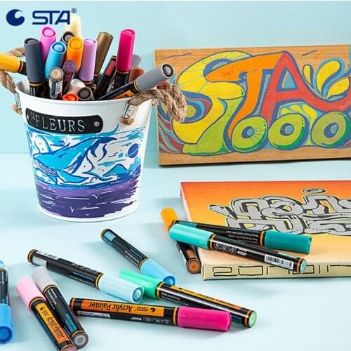 12/24Colors 2mm Acrylic Paint Marker Pen for Ceramic Rock Glass Porcelain Detailed Marking Color Paint Pens Art Marker