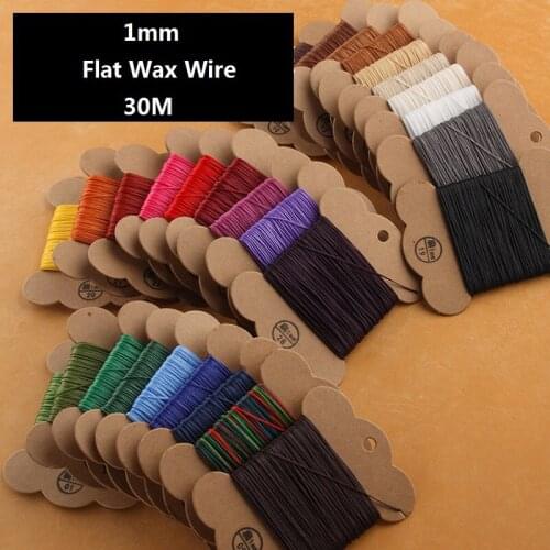 30M 1mm 28Colors Polyester DIY Leather Craft Special Line Sewing Flat Wax Lines Waxed Thread for Leather Fabric Supplies 1-28Pcs