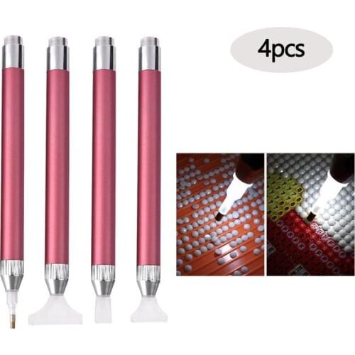 4pcs/Set Square Round Diamond Painting Tool Lighting Point Drill Pen 1/3/6/9 Head Diamond Pens 5D Painting Diamonds Accessories