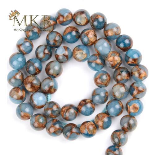 6mm 8mm 10mm Lake Blue Cloisonne Round Beads Natural Stone Beads For Making Jewelry Accessories Findings Wholesale Perles
