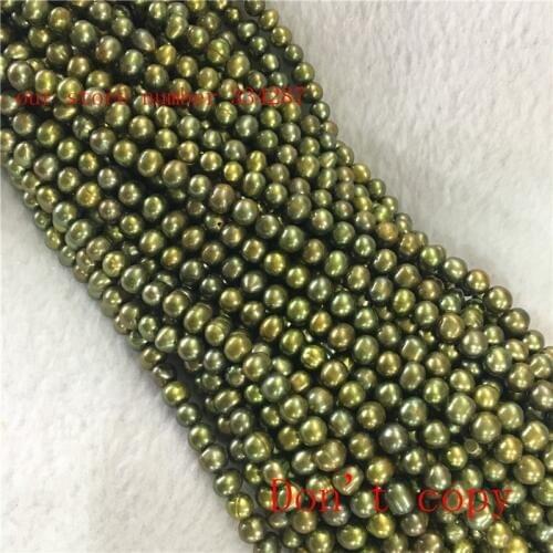 6-7mm Genuine Natural green Freshwater Pearl Loose Beads 14 inches