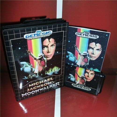 Michael Jacksons Moonwalker US Cover with Box and Manual For Sega Megadrive Genesis Video Game Console 16 bit MD card