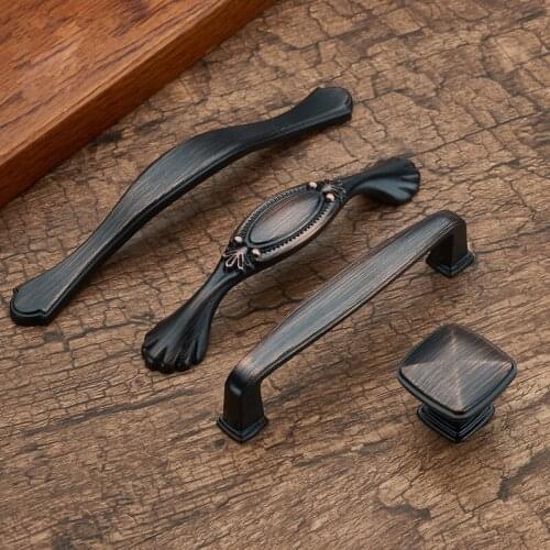 Black Furniture Cabinet Door Handle Pulls Cupboard Wardrobe Drawer Dresser Knobs Pull Kitchen Closet Handle Furniture Hardware
