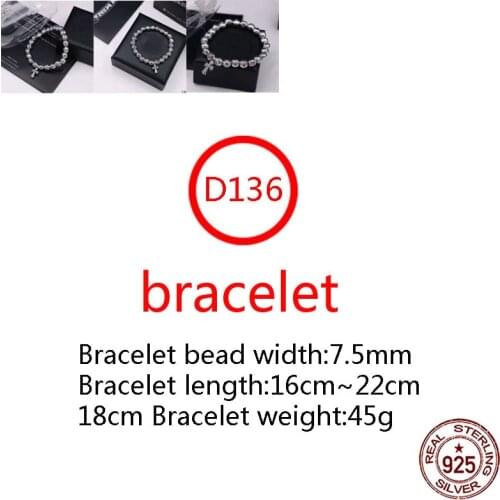 D136 S925 sterling silver bracelet retro personality punk hip-hop style cross beads letters couple beads 2021 new products hot