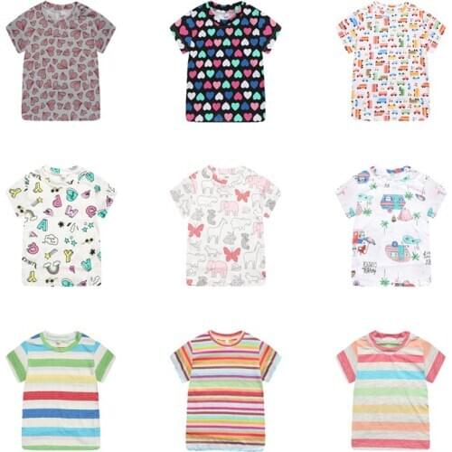 Baby Cotton T Shirts Boys Girls Cartoon Short Sleeve T-shirts Fashion Kids Tops Tee for 2-7 Years Children