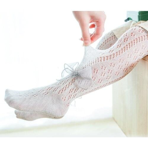 Kids Girl Summer Cotton Bow Pantyhose Toddler Children Princess Knit Tights Newborn Infant Cute Thin Mesh Pants Baby Accessories