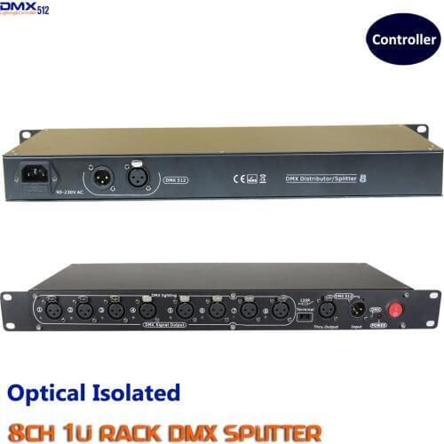 DHL Free Shipping Optical Isolated DMX Distributor 8 way dmx splitter for stage lighting splitter