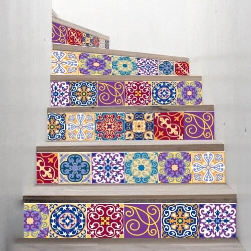 European Self-adhesive PVC Stickers Colorful Landscaping Waterproof Removable Stairs Home Decoration DIY Autocollant Escalier
