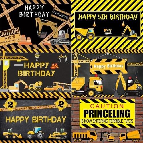 Construction Theme Birthday Party Photography Backdrop Dump Truck Birthday Background Cake Table Boy Birthday Decorations