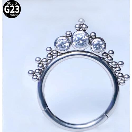 G23 Titanium Zircon Nose Rings Septum Clicker Hoop Labret Ear Tragus Cartilage Daith Helix Hinged Segment Rings Piercing Jewelry