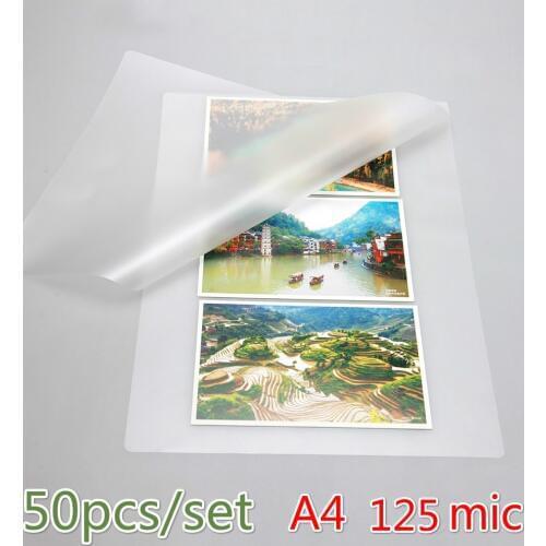 Hot 50PCS/lot 125Mic A4 Thermal Laminating Film PET for Photo/Files/Card/Picture Lamination Roll Hot Cold Packs Laminator Paper