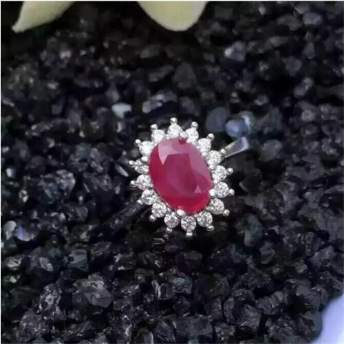 Ruby ring Free shipping Natural real ruby 925 sterling silver Fine handworked jewelry Finger rings 5*7mm