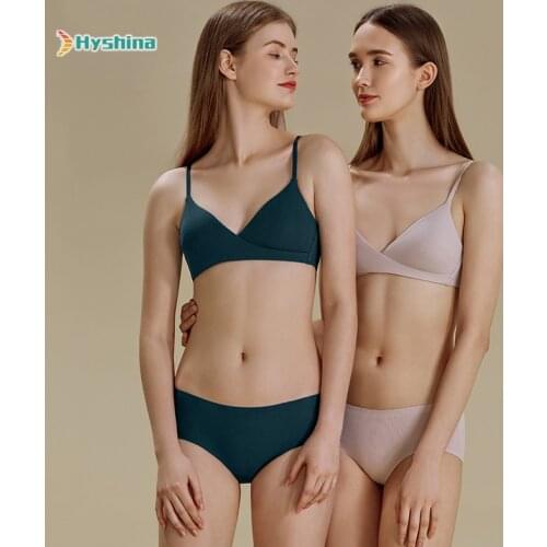 Japanese Underwear Underwear Underwear Womens Rimless Bra Set Girl Bra Cotton French Cross Triangle Cup