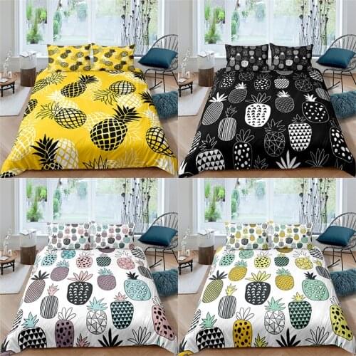 Home Textile Luxury 3D Pineapple Print 2/3Pcs Comfortable Duvet Cover Pillowcase Bedding Sets Queen and King EU/US/AU Size