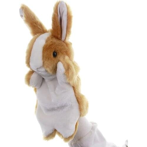 Rabbit Bunny Hand Puppets Plush Puppet Animal Toys for Imaginative Pretend Play Stocking Storytelling Brown