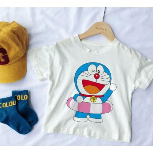 Summer New Anime T Shirt Cartoon Fat Blue Baby Kids Boys Girls Children Cotton Short Sleeves Summer Clothing Print Cute Toddler