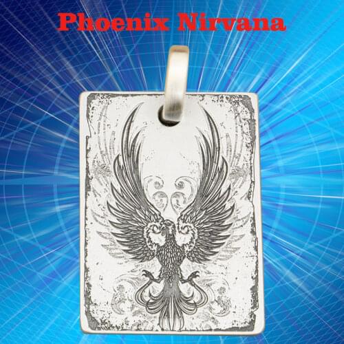 Fashion High Precision Deep Engraved Tags Solid 925 Sterling Silver Cool Biker Phoenix Nirvana Customizable Pendant 9X015