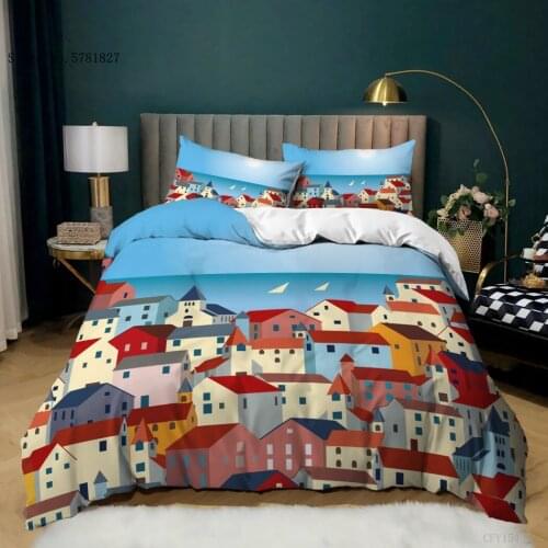 2/3 Pieces Colorful Artistic House Bedding Set Oil Painting Duvet Cover Home Textile Bed Quilt Cover Bedspread No Sheets