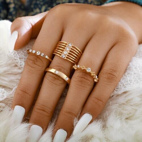 2020 New 4 Pcs/set Fasion Metal Rings Set Creative Multi-Piece Bridal Sets Ring Set Hand Accessories for Party Women Jewelry