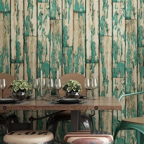 Beibehang Cafe hot pot shop wallpaper retro nostalgia old wood grain wallpaper fashion personality bar 3D Wallpaper roll behang