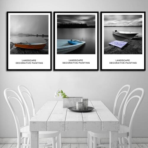 Landscape Decorative Painting Color Boat Modern Wall Poster Canvas Oil Painting Pictures for Living Room Home Decoration B5324