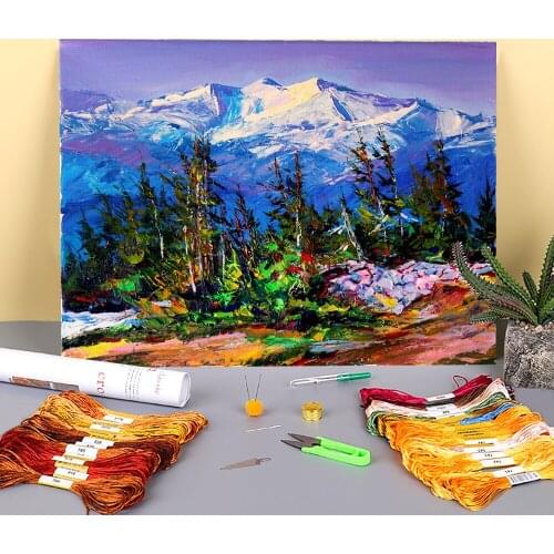 Landscape Spring Printed 11CT Cross-Stitch Full Kit DIY Embroidery DMC Threads Craft Handmade Needlework Hobby Mulina Gift