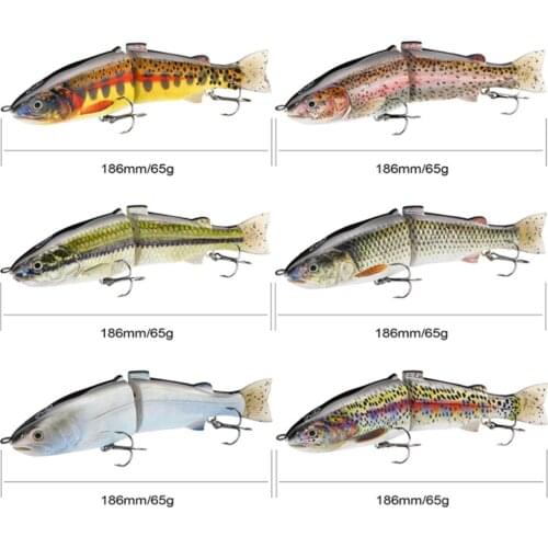 18.6cm 65g Big Size Glide Bait Lifelike Multi Jointed Swimbait 6# Hook Pike Muskie Salmon Pike Walleye Bass Sea Fishing Bait