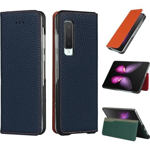 Luxury First Layer Cowhide Genuine Leather Case for Samsung Galaxy Z Fold 1 W20 Fold1 Full Protection Case Shockproof Flip Cover