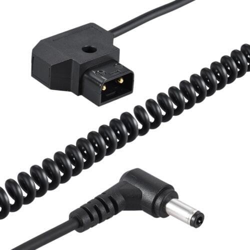 Retail Coiled 2M/6.5Ft D-Tap 2Pin Male To Dc 5.5 X 2.1Mm Adapter Cable Extension Elastic Line For Anton V-Mount Battery Dslr C