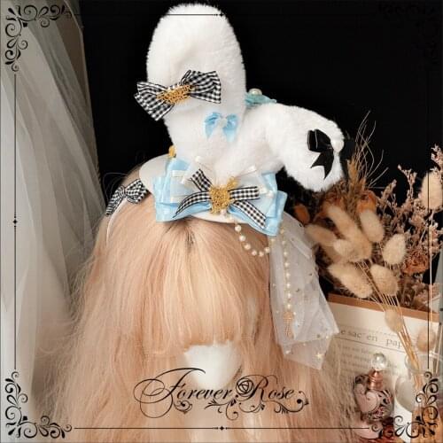 Gemini Alice Rabbit Ears Top Hat KC Lolita Sweet Girl Kawaii Party Cosplay Handmade Gorgeous Hair Hoop Topper Headdress Elegant